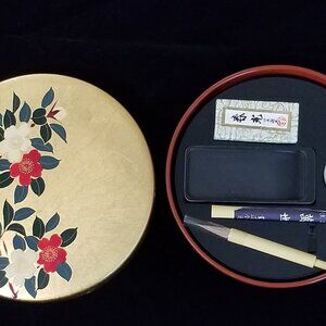 Vintage Sm 6" - Japanese Sumi / Sumi-e / Calligraphy Set in Lovely Lacquer Box